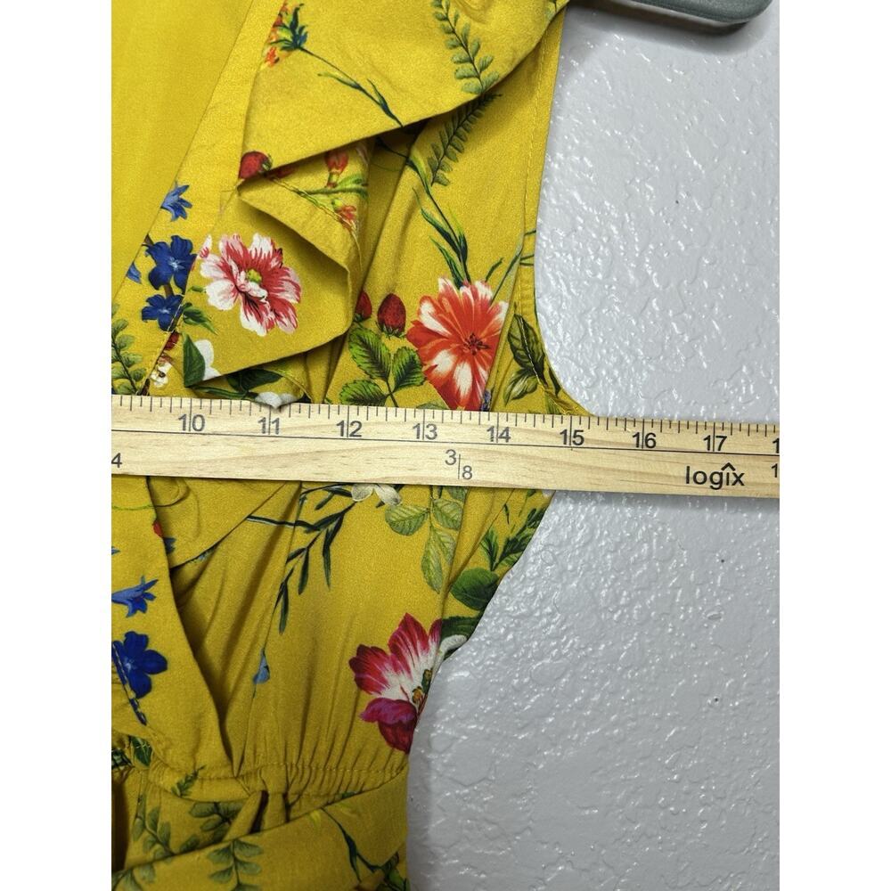 Anthropologie Yellow Floral Ruffle Mini Dress - Picture 4 of 11